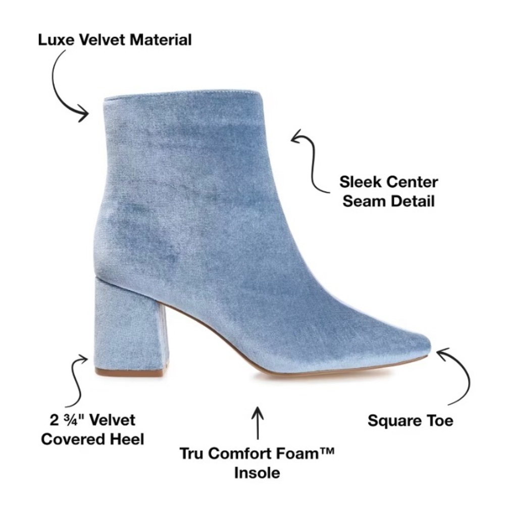 Journee Collection Blue Velvet Ankle Boots